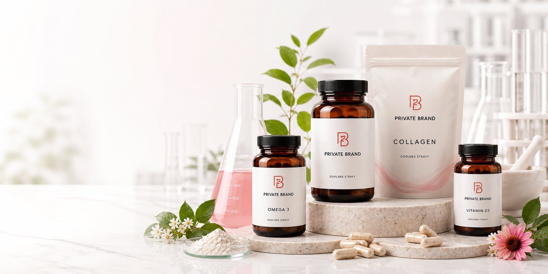 Produktové portfolio doplňků stravy v laboratorním prostředí
